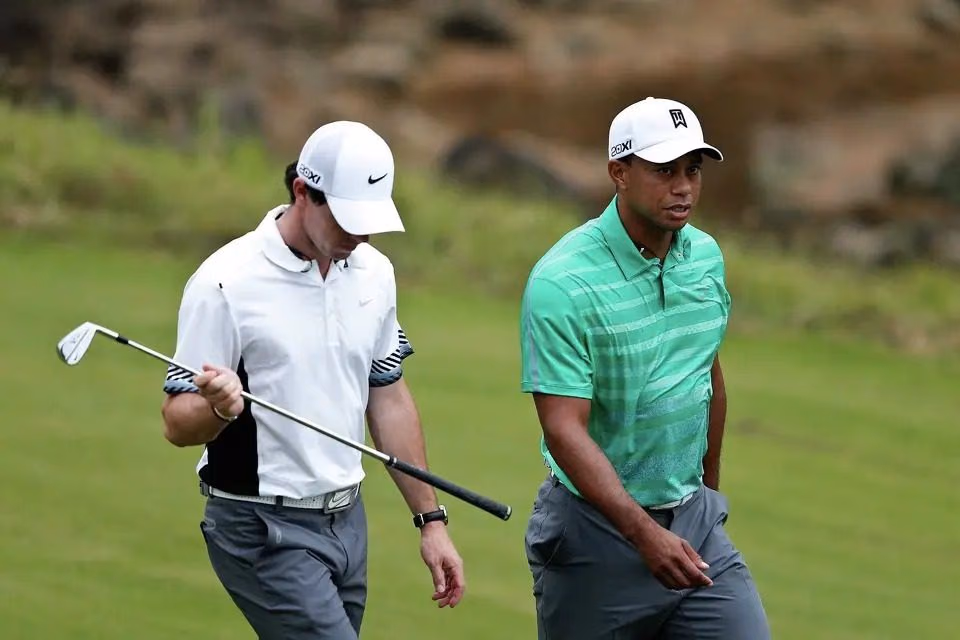 Tiger Woods and Rory McIlroy at Blackstone, Mission Hills Haikou