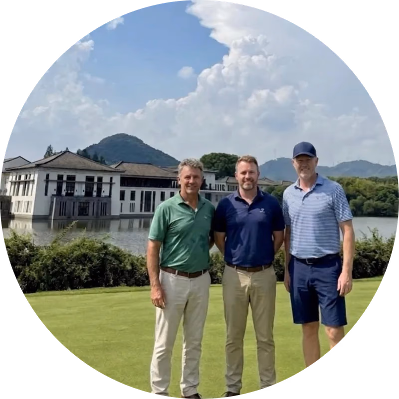 Louis, Denis and Antoine at Fuchun Golf Club, Hangzhou