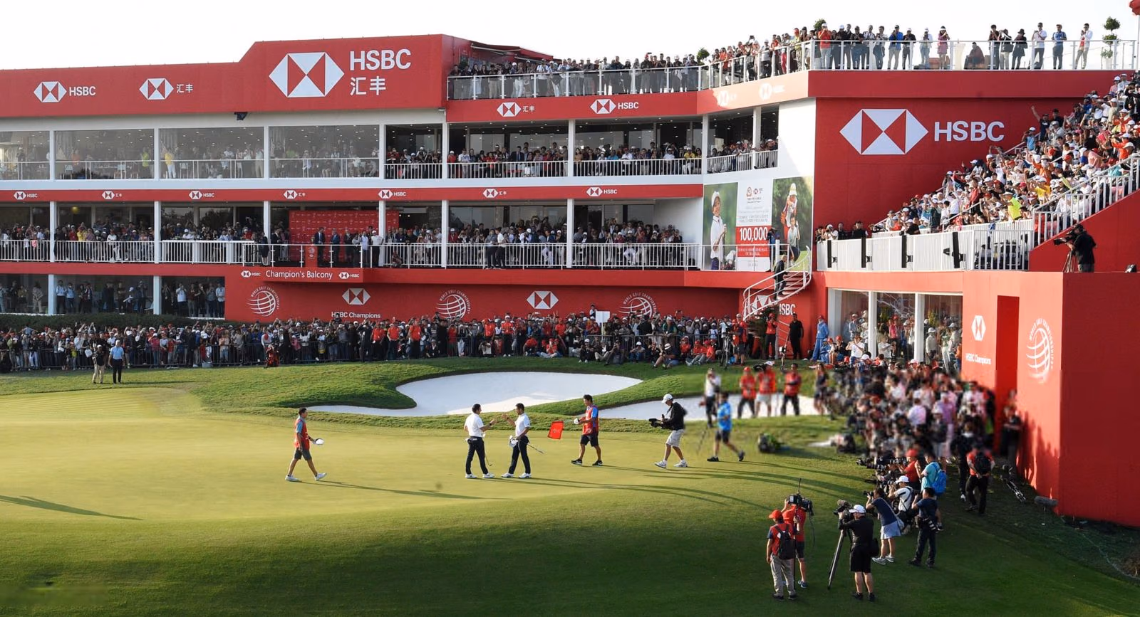 Crowds around the grandstand at Sheshan International