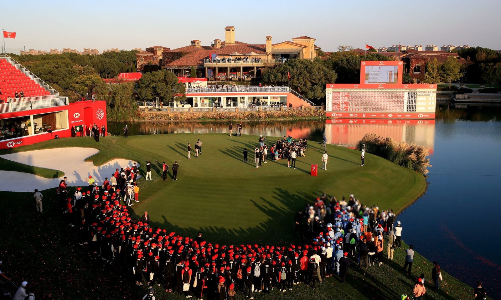 Tournament crowds ringing a green at Sheshan International, Shanghai