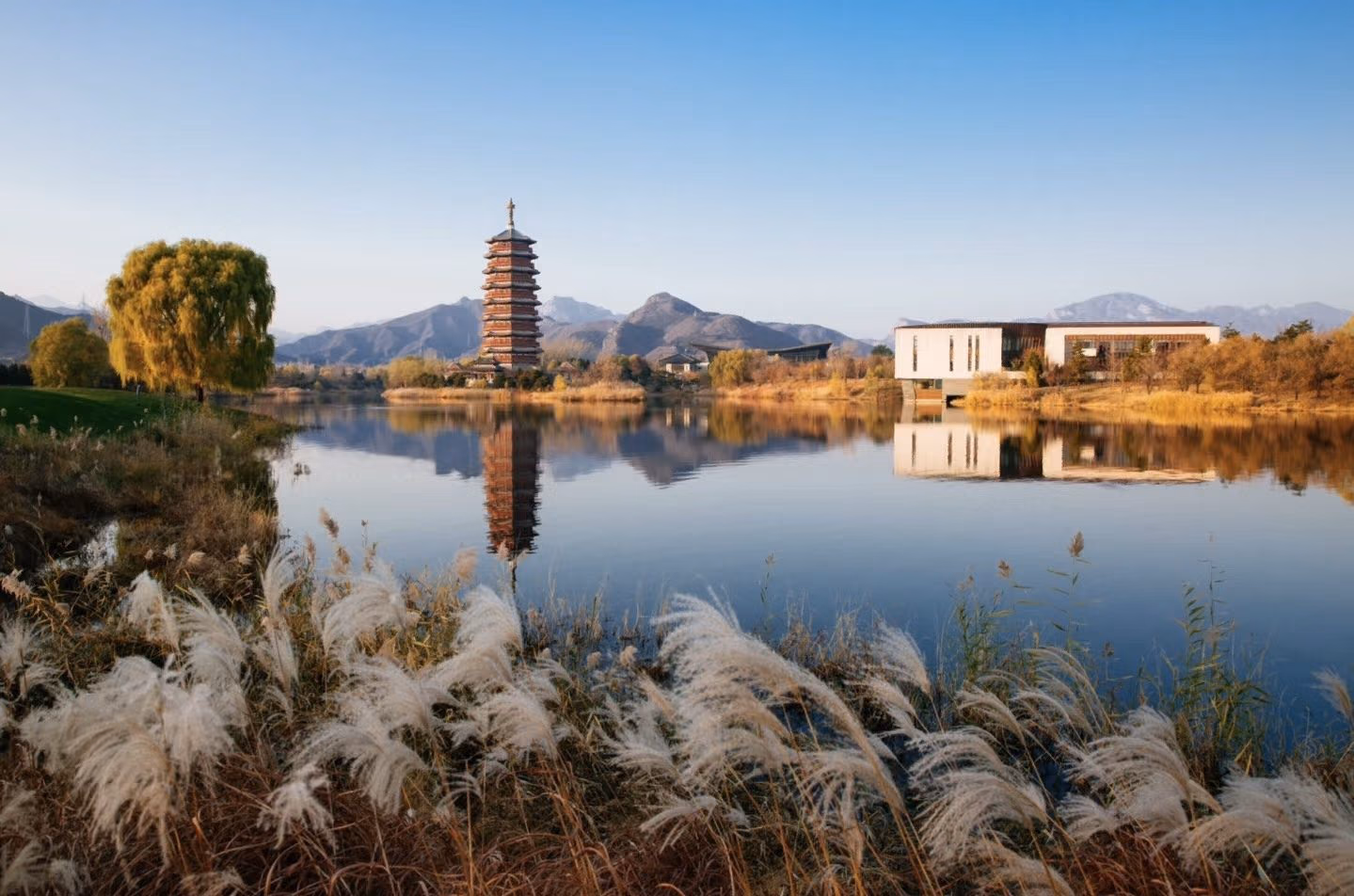 A pagoda above Yanqi Lake at Topwin