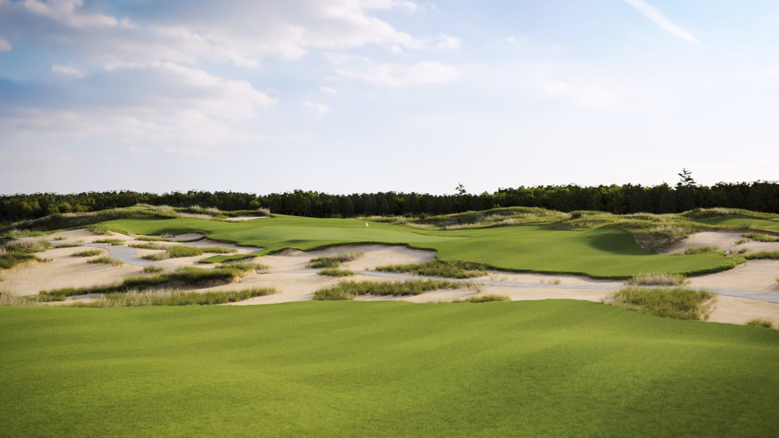 The third hole at Yangtze Dunes at dusk, Chongming Island